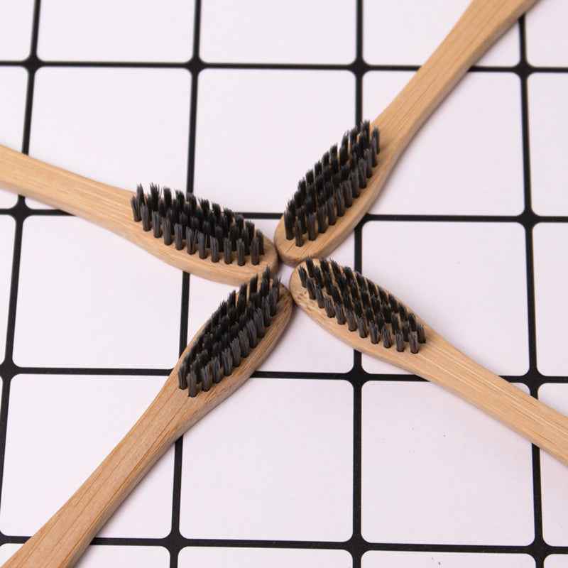 Natural square handle bamboo toothbrush