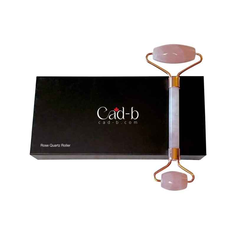 Facial Roller – Rose Quartz Roller - Lymphatic Drainage Face Roller for Puffiness & Glowing Skin | Organic, Vegan, Cruelty-Free | CAD B | QZ1