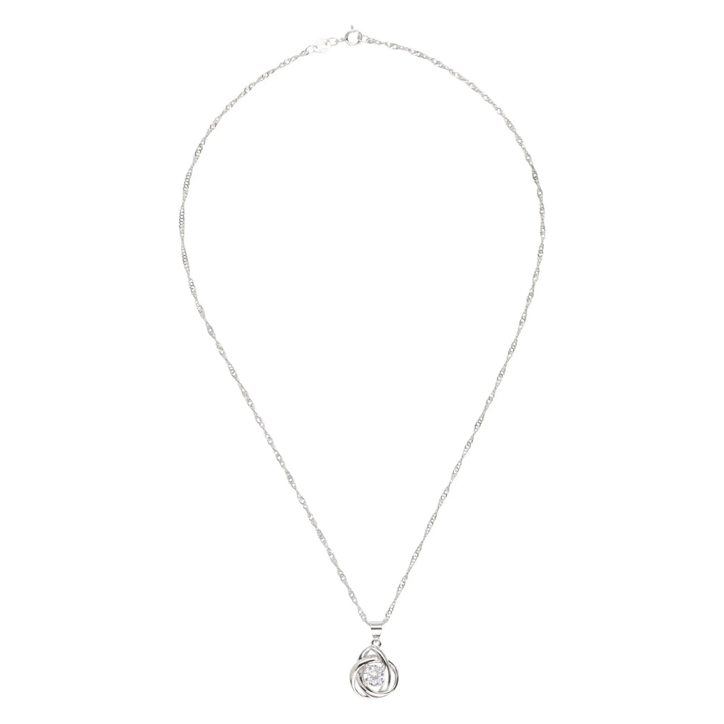 Round Knot Pendant Necklace with Cubic Zirconia-4