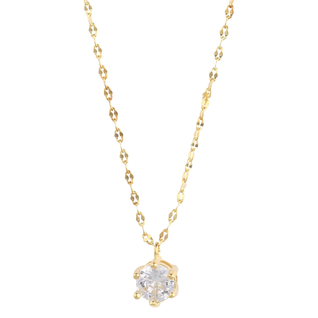 14K Gold Plated Solitaire Necklace-3