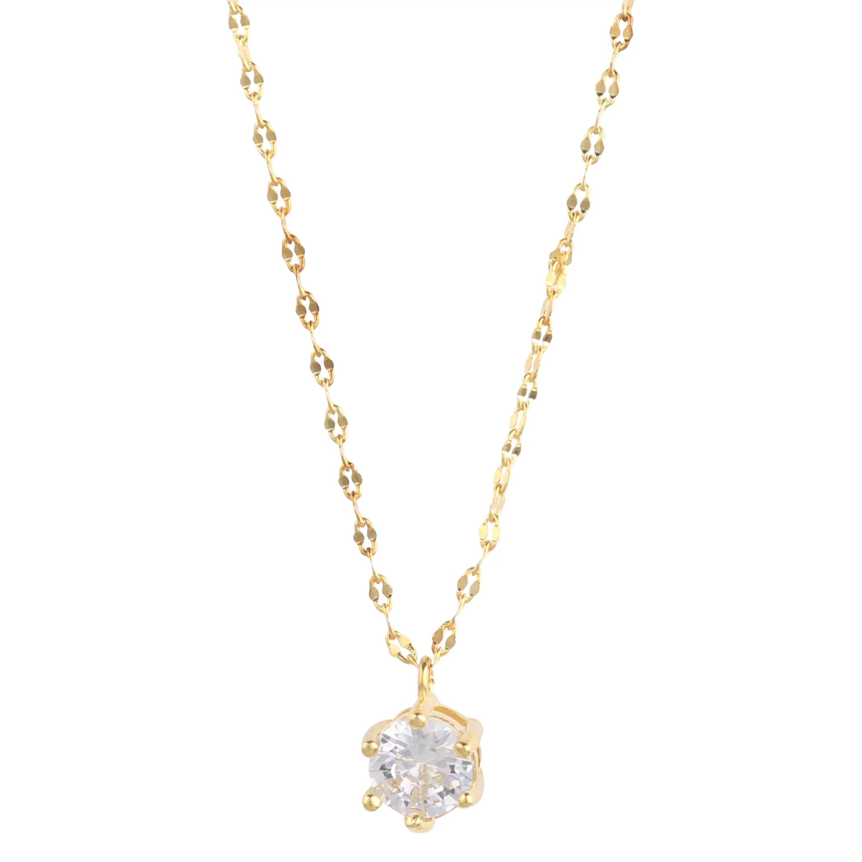 14K Gold Plated Solitaire Necklace-3