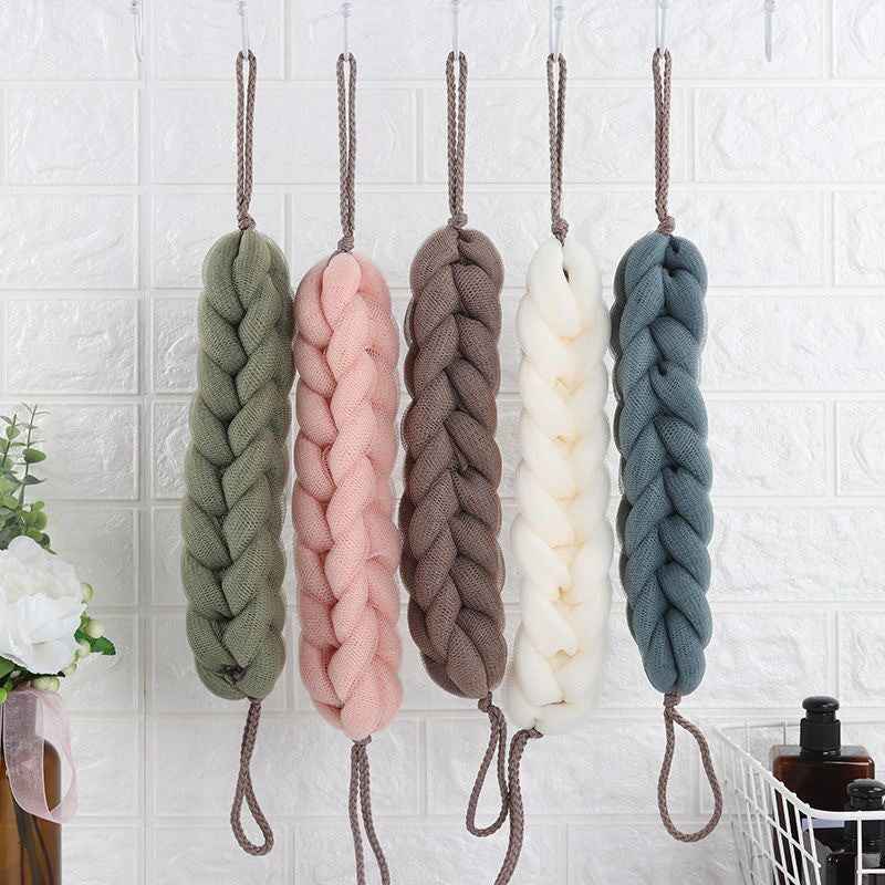 Shower Foaming Net Strip Plain 70g Nine Sections Loofah Stretchable Rub