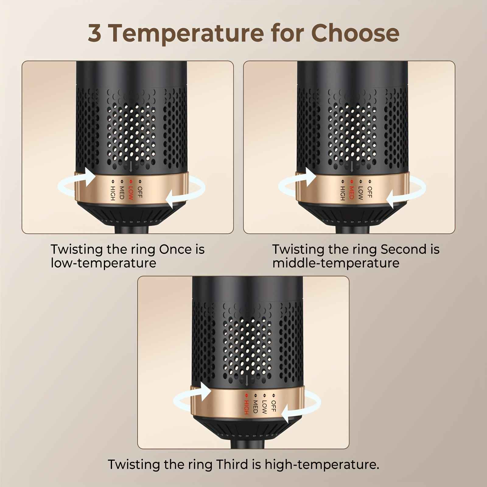 5-in-1 Hair Styler Hot Air Brush with 60000RPM