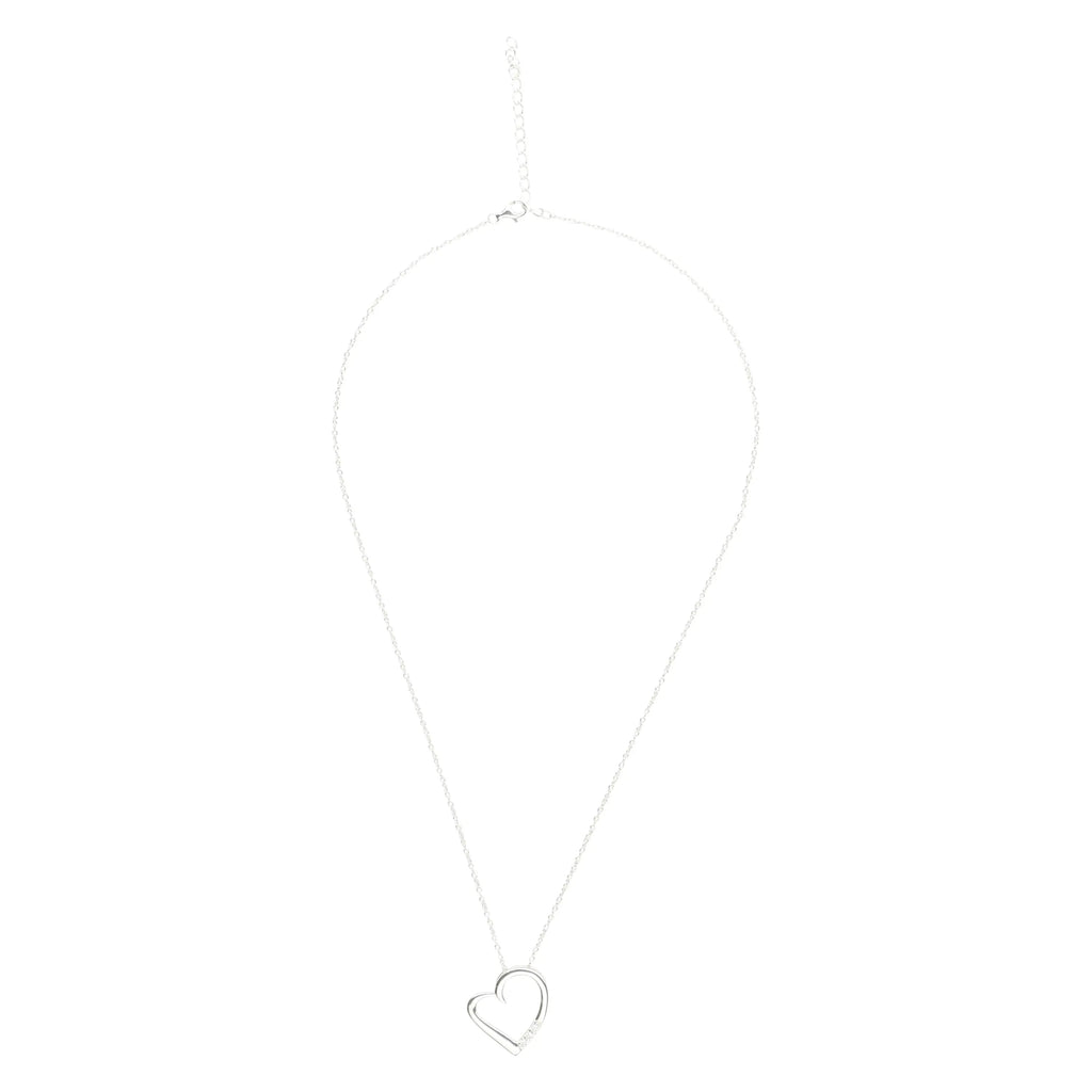 14K Silver Plated Necklace Love Heart Pave Pendant Necklace-4