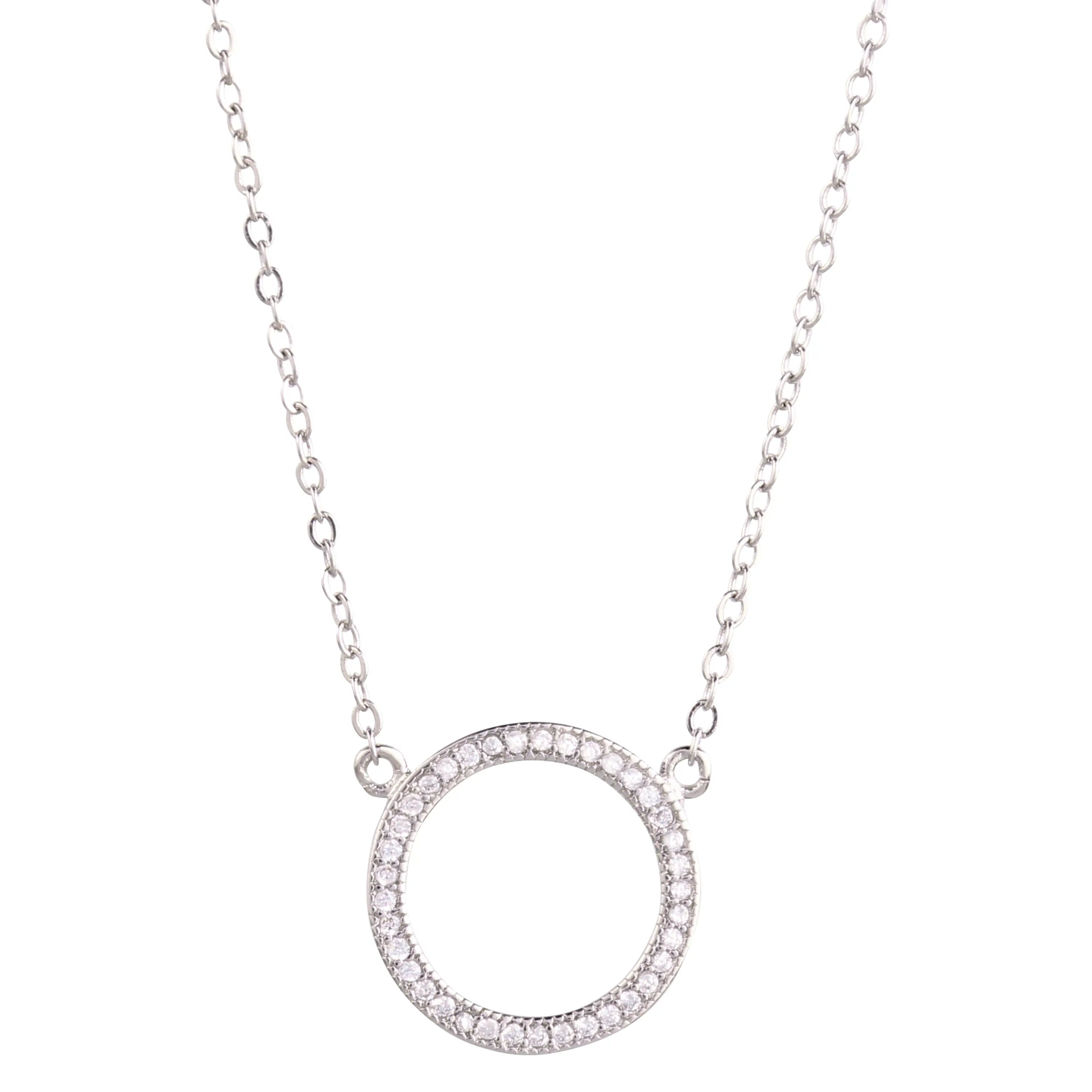 Round Pendant Pave Necklace-1