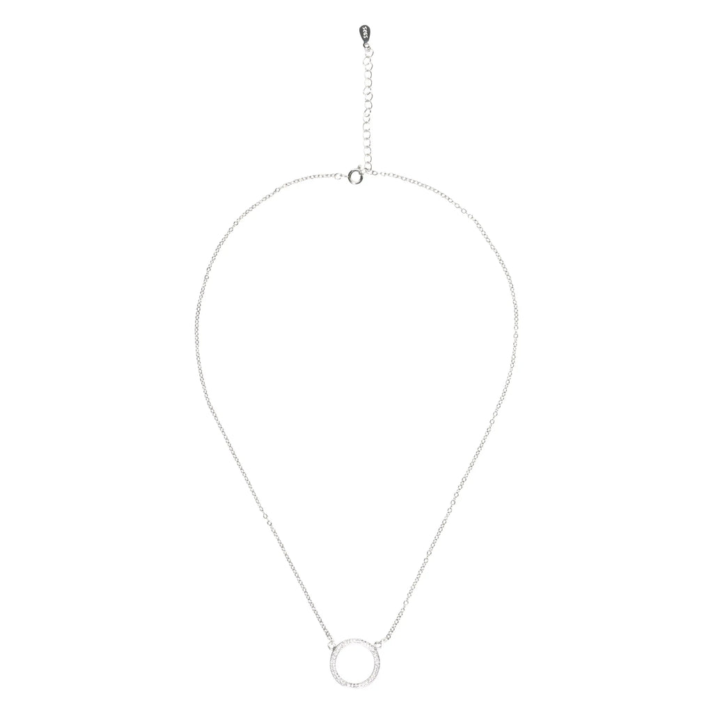 Round Pendant Pave Necklace-3