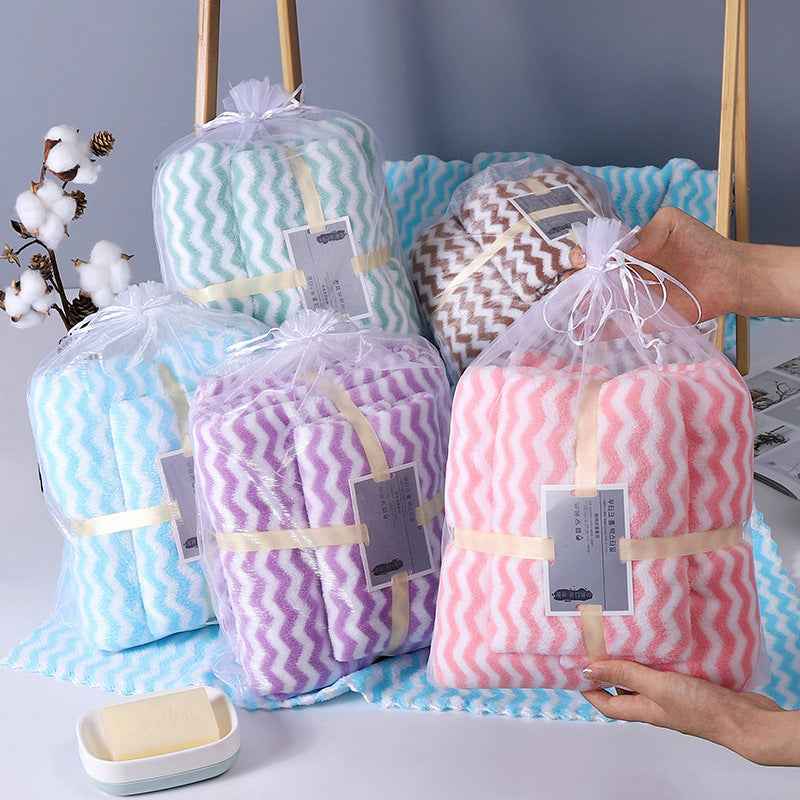 Water Ripple Coral Fleece Towels