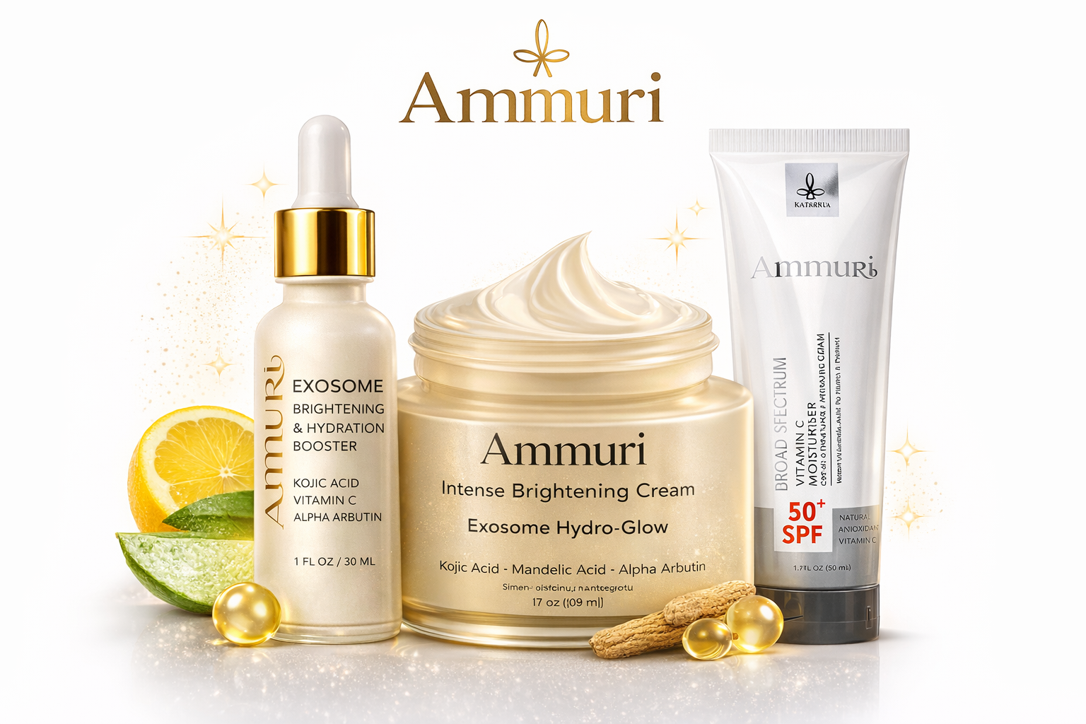 Lightening Set – Kojic Acid Serum & Exosome Cream SPF 50 for Pigmentation & Dark Spots | Ammuri-1