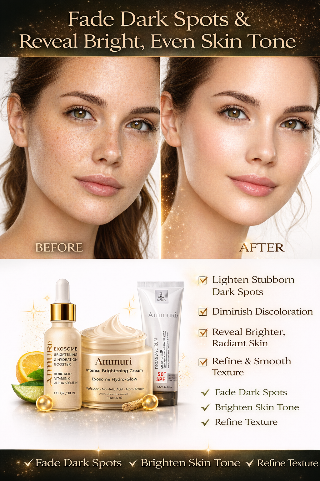 Lightening Set – Kojic Acid Serum & Exosome Cream SPF 50 for Pigmentation & Dark Spots | Ammuri-2