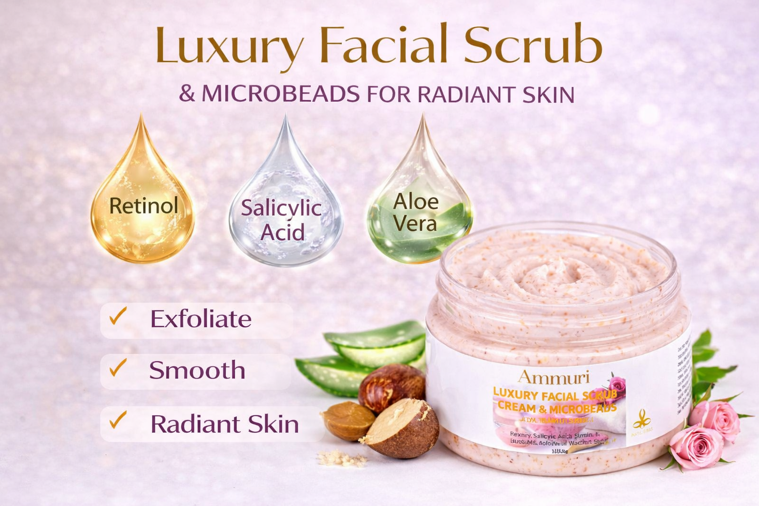 Retinol Facial Scrub & Exfoliating Cream for Smooth Skin | Ammuri-3