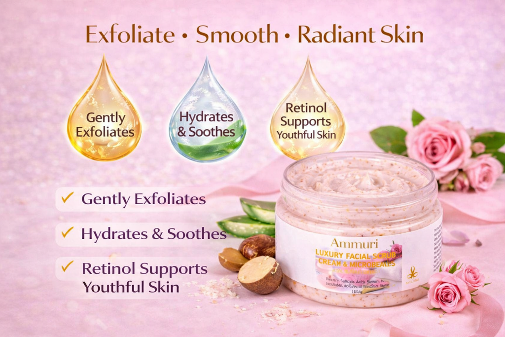 Retinol Facial Scrub & Exfoliating Cream for Smooth Skin | Ammuri-2