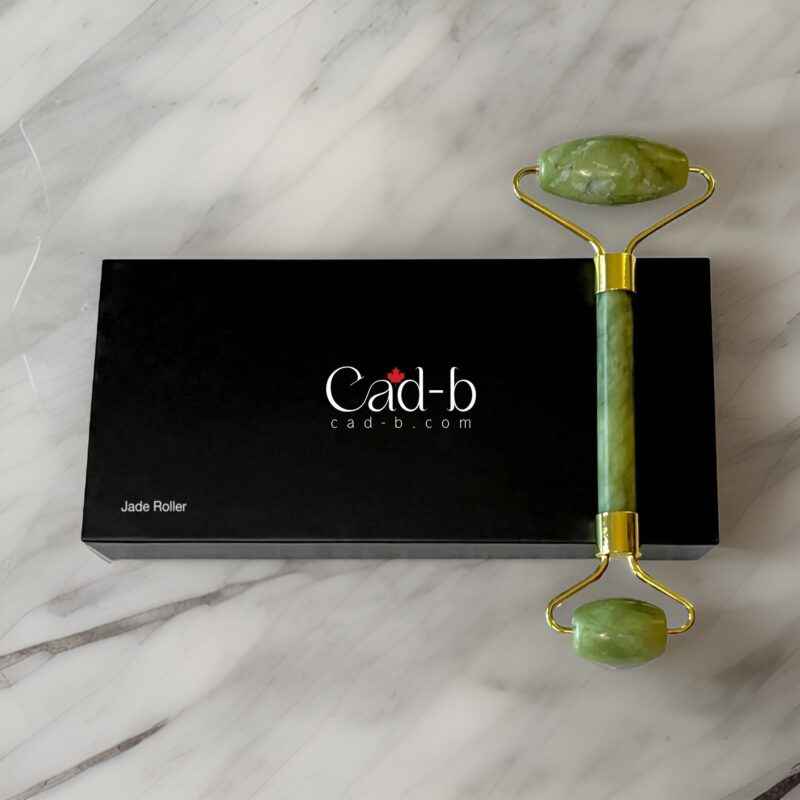 Jade Facial Roller - Lymphatic Drainage Face Roller for Puffiness & Glowing Skin - Organic, Vegan, Cruelty-Free | CAD B | JR12