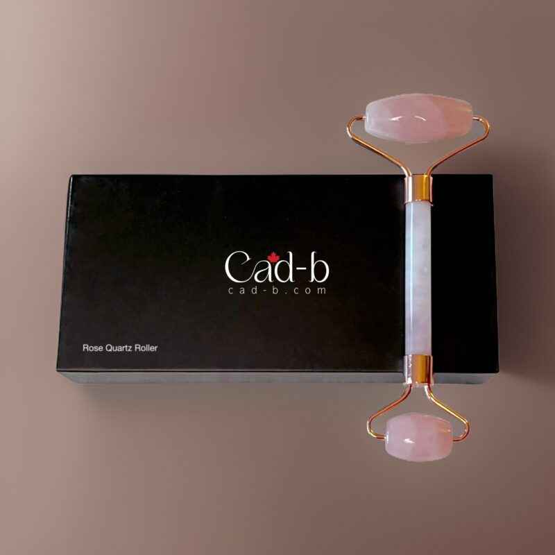 Facial Roller – Rose Quartz Roller - Lymphatic Drainage Face Roller for Puffiness & Glowing Skin | Organic, Vegan, Cruelty-Free | CAD B | QZ1