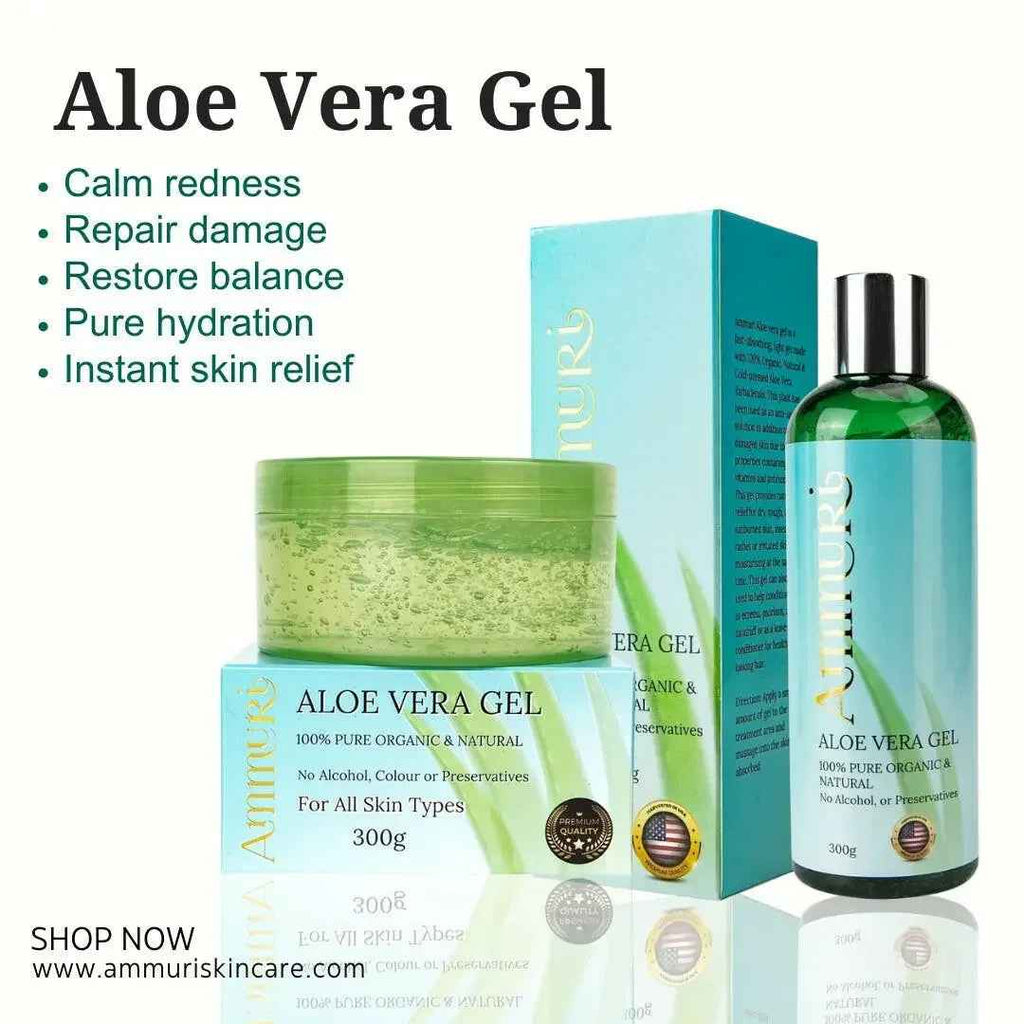 Organic Aloe Vera Gel Set for Face, Hair & Body Soothing | Ammuri