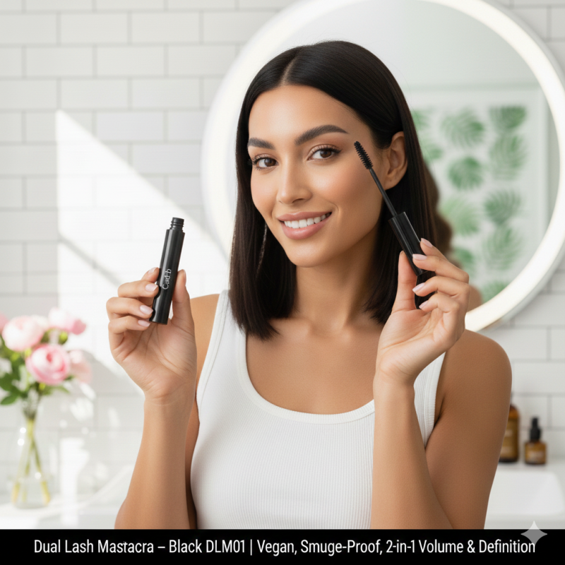Dual Lash Mascara – Black DLM01 | Vegan, Smudge-Proof, 2-in-1 Volume & Definition