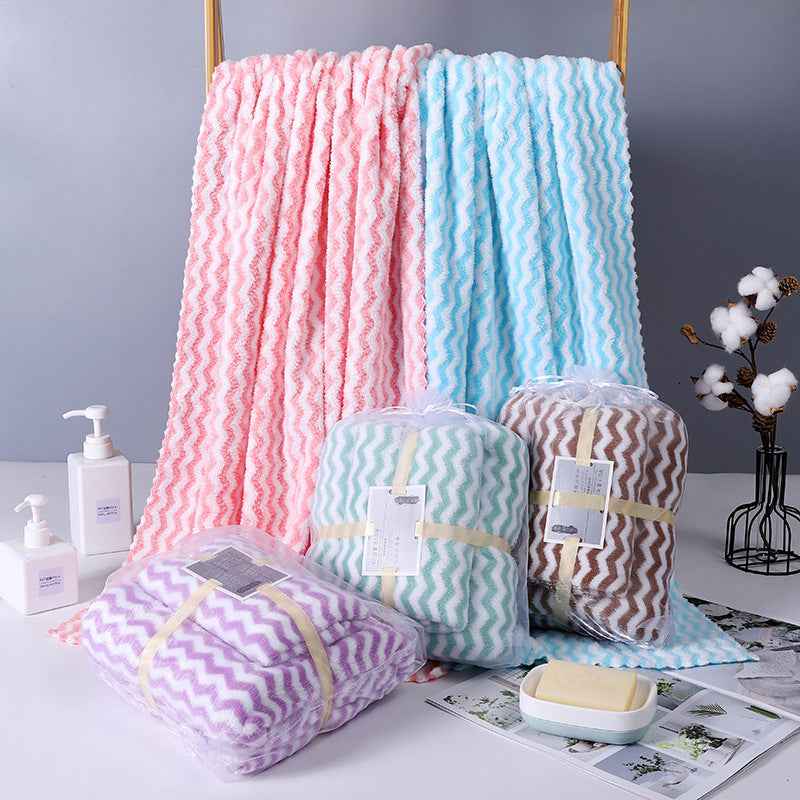 Water Ripple Coral Fleece Towels