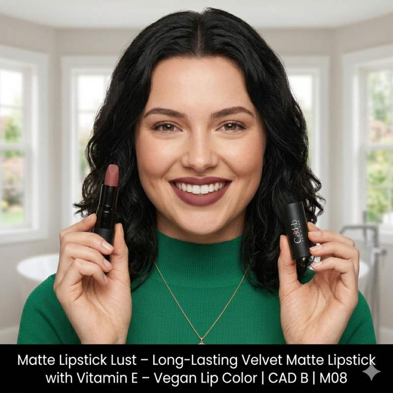 Matte Lipstick Lust - Long-Lasting Velvet Matte Lipstick with Vitamin E - Vegan Lip Color | CAD B | M08