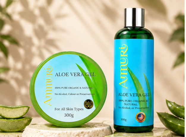 Organic Aloe Vera Gel Set for Face, Hair & Body Soothing | Ammuri