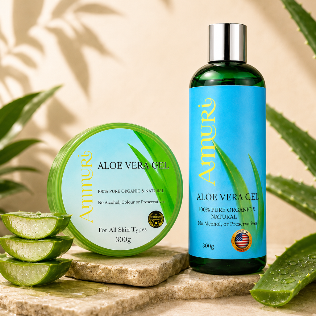 Organic Aloe Vera Gel Set for Face, Hair & Body Soothing | Ammuri-2